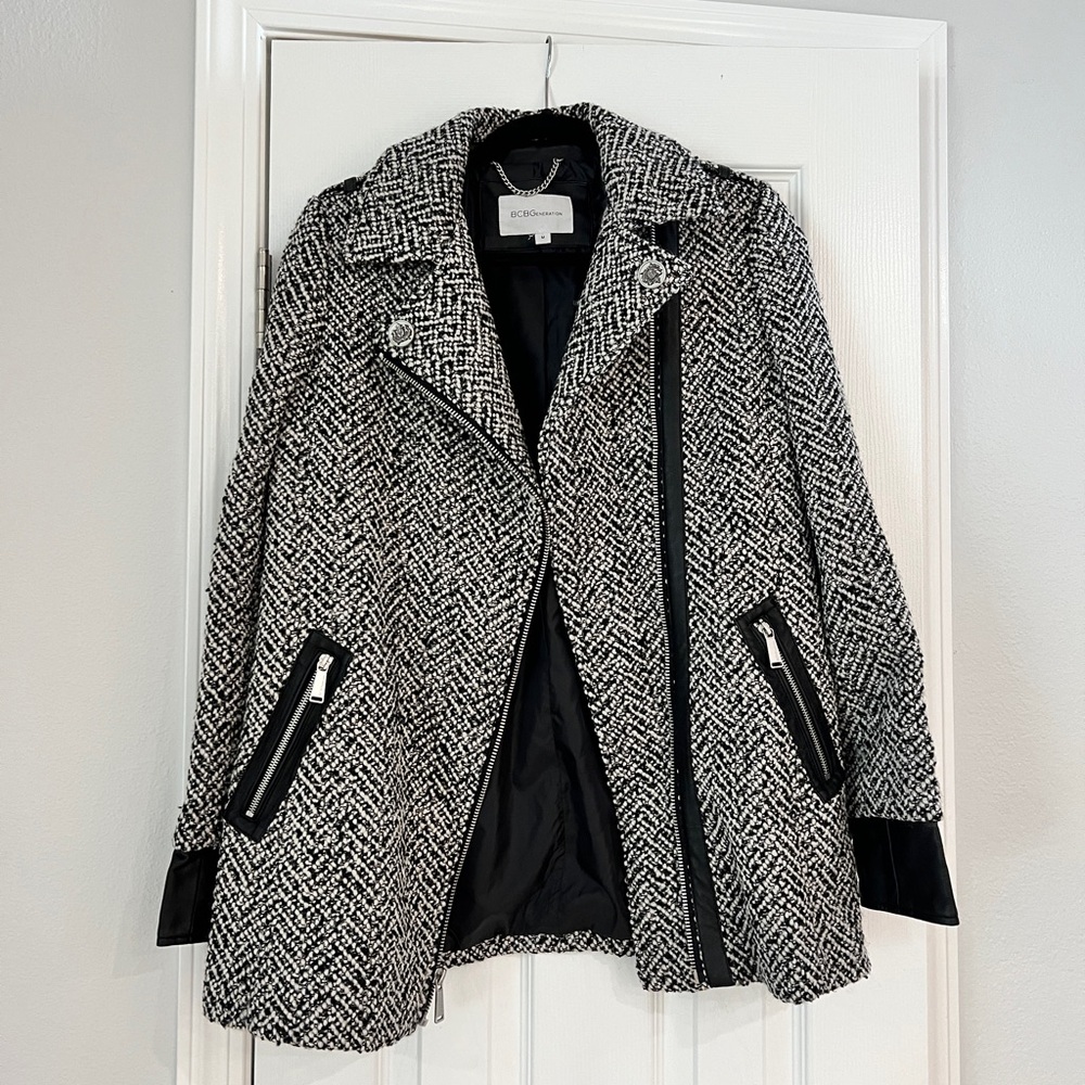 Black & White Tweed Peacoat